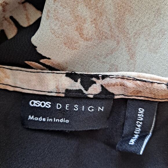 ASOS Design Floral Chiffon Midi Skirt Asymmetric Hem Multicolor Women's Size 10 - Picture 9 of 11